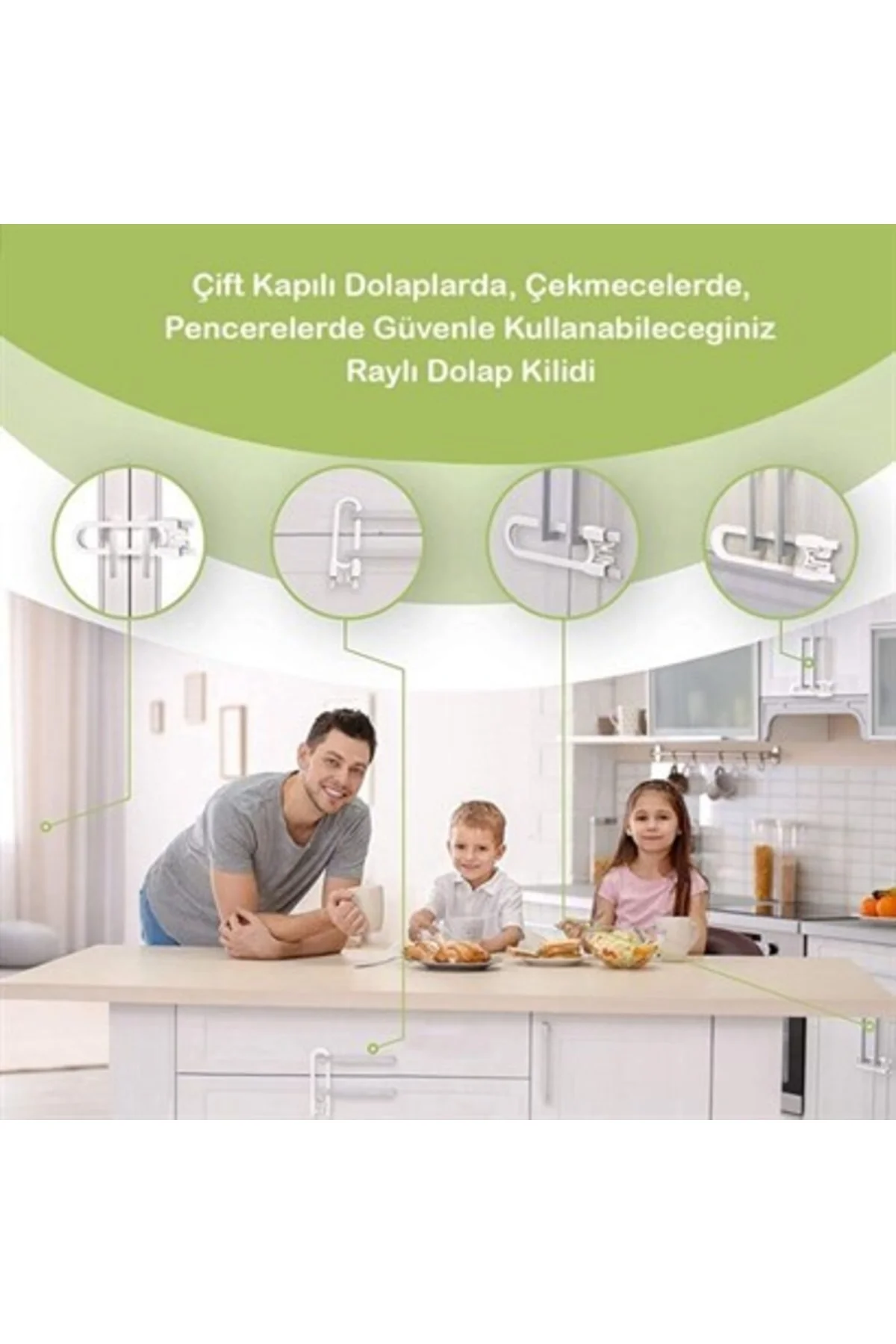 Bebek Çocuk Çekmece ve Dolap Koruma Raylı Güvenlik Sistemi Emniye