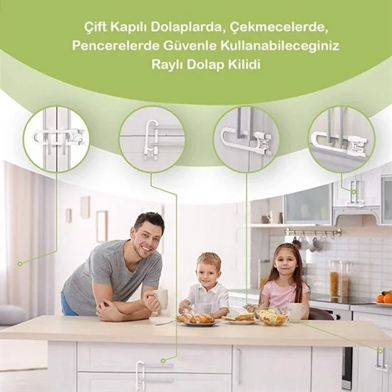 Bebek Çocuk Çekmece Ve Dolap Koruma Raylı Güvenlik Sistemi Emniyet Kilidi Bx40