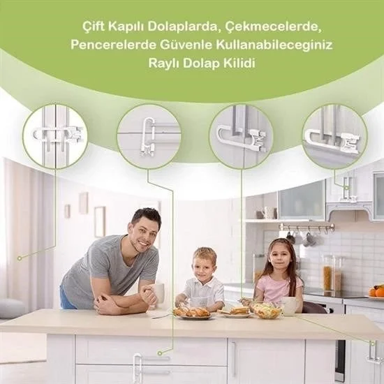 Bebek Çocuk Çekmece ve Dolap Koruma Raylı Güvenlik Sistemi Emniye