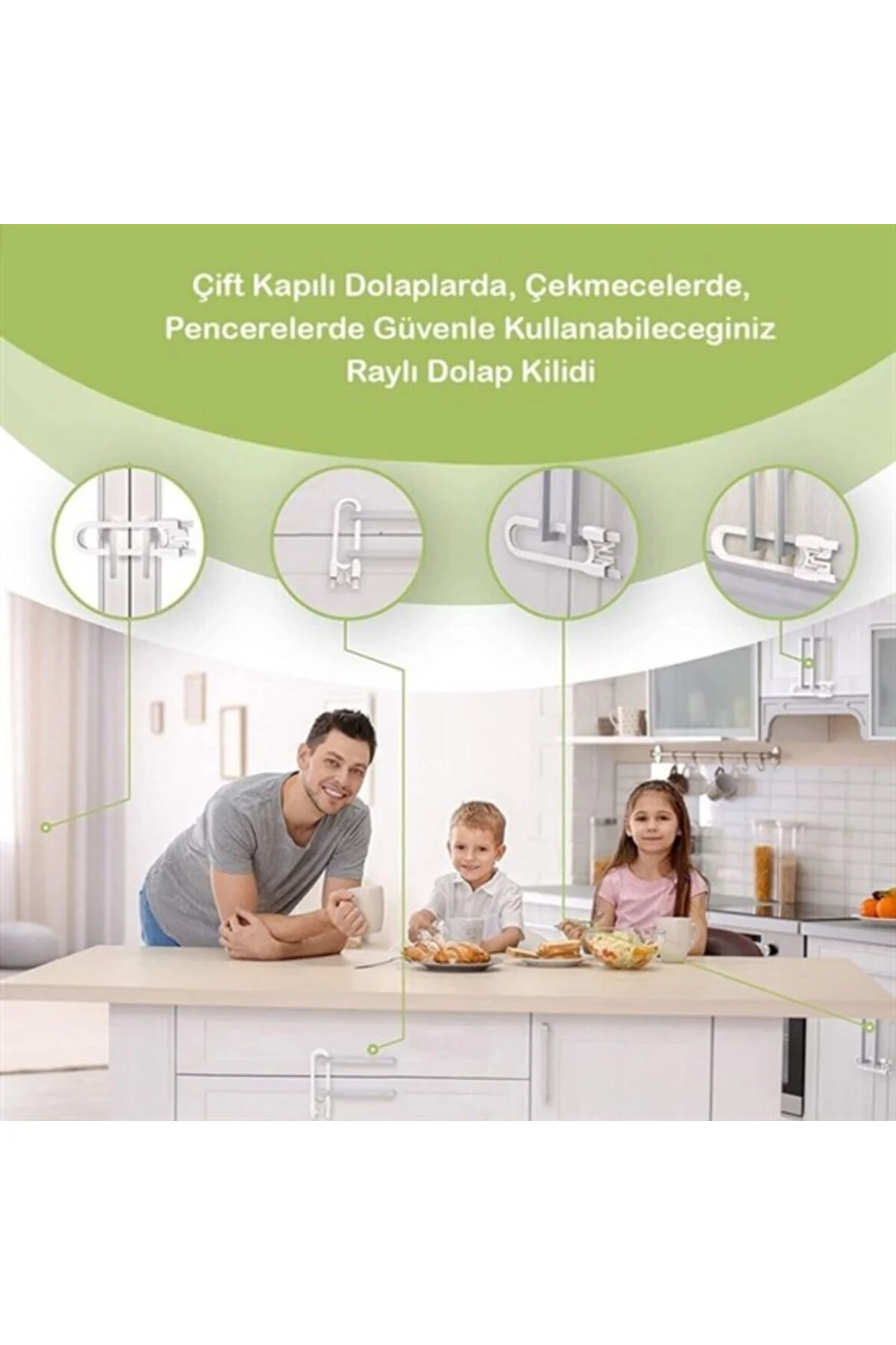 Bebek Çocuk Çekmece ve Dolap Koruma Raylı Güvenlik Sistemi Emniye
