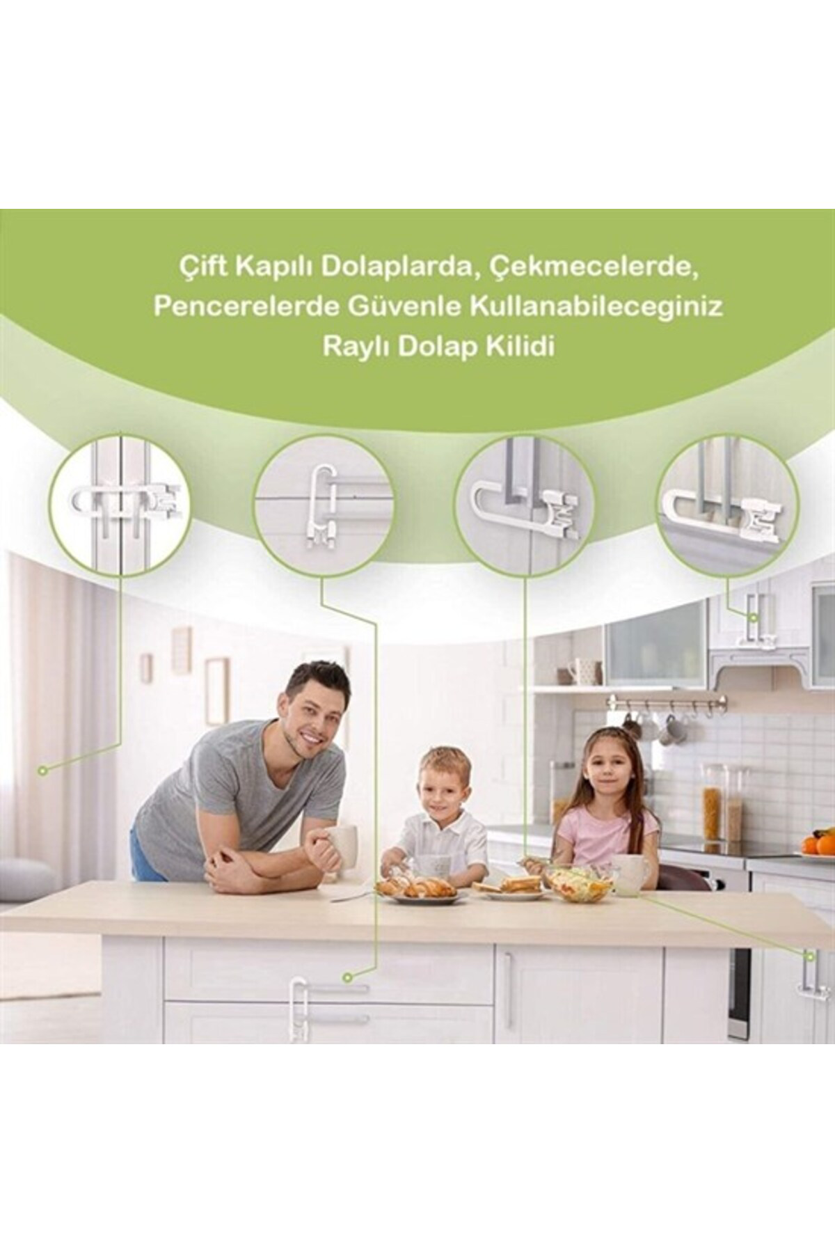 Ok Aksesuar Bebek Çocuk Çekmece Ve Dolap Koruma Rayli Güvenlik Sistemi Emniye