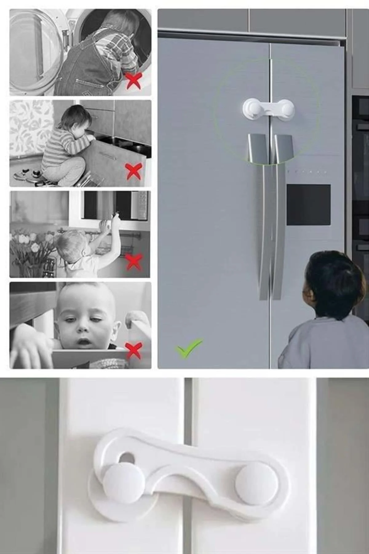 Bebek Çocuk Güvenliği Çekmece ve Dolap İçin Kendiliğinde Yapışkan
