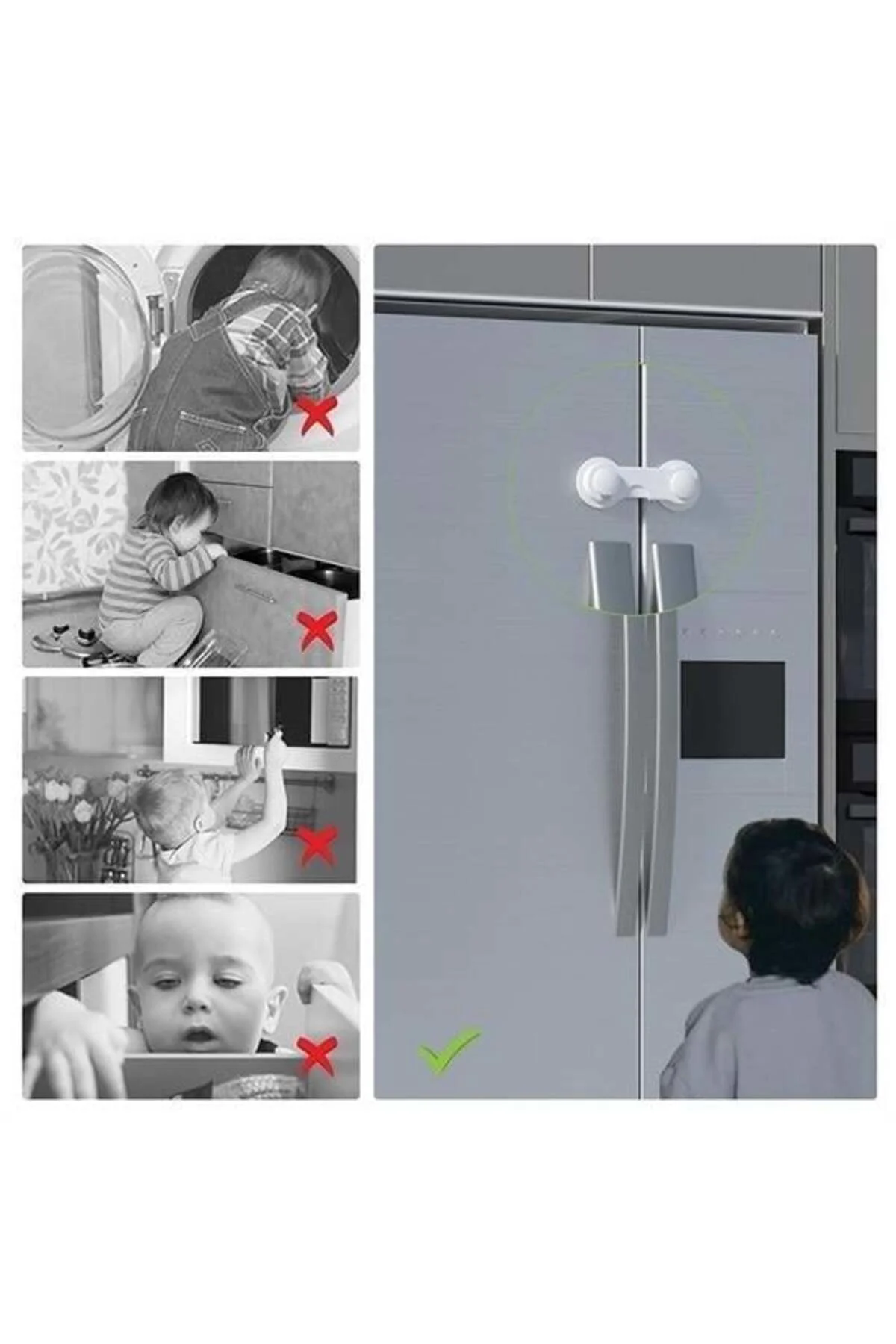 Bebek Çocuk Güvenliği Çekmece ve Dolap İçin Kendiliğinde Yapışkan