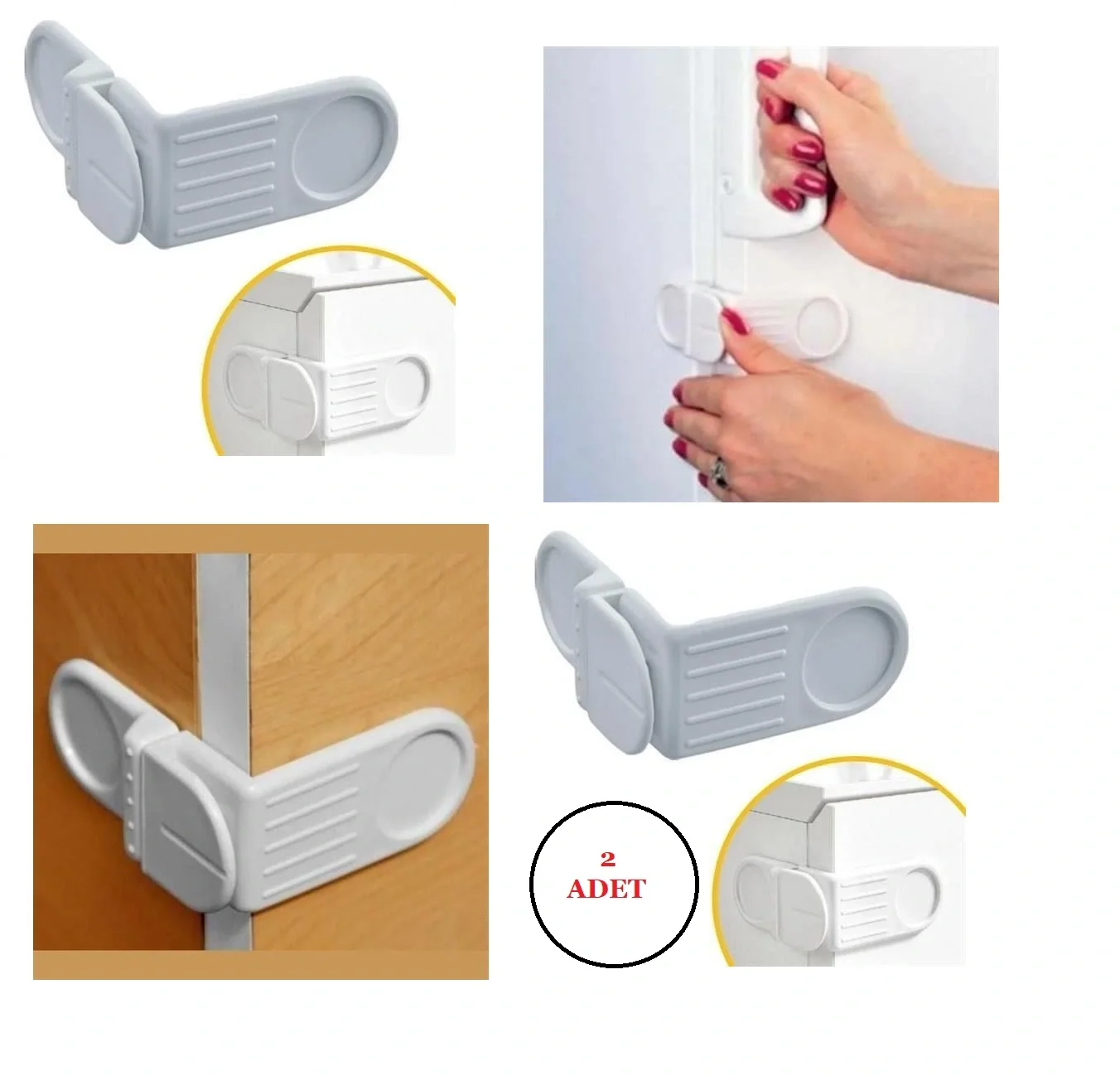 Bebek Çocuk Güvenlik Çekmece Ve Dolap İçin Kendiliğinde Yapışkanlı Vidasız Köşe Kapak Kilidi X 2 Adet Bebek Çocuk Güvenlik Çekmece Ve Dolap İçin Kendiliğinde Yapışkanlı Vidasız Köşe Kapak Kilidi X 2 Adet