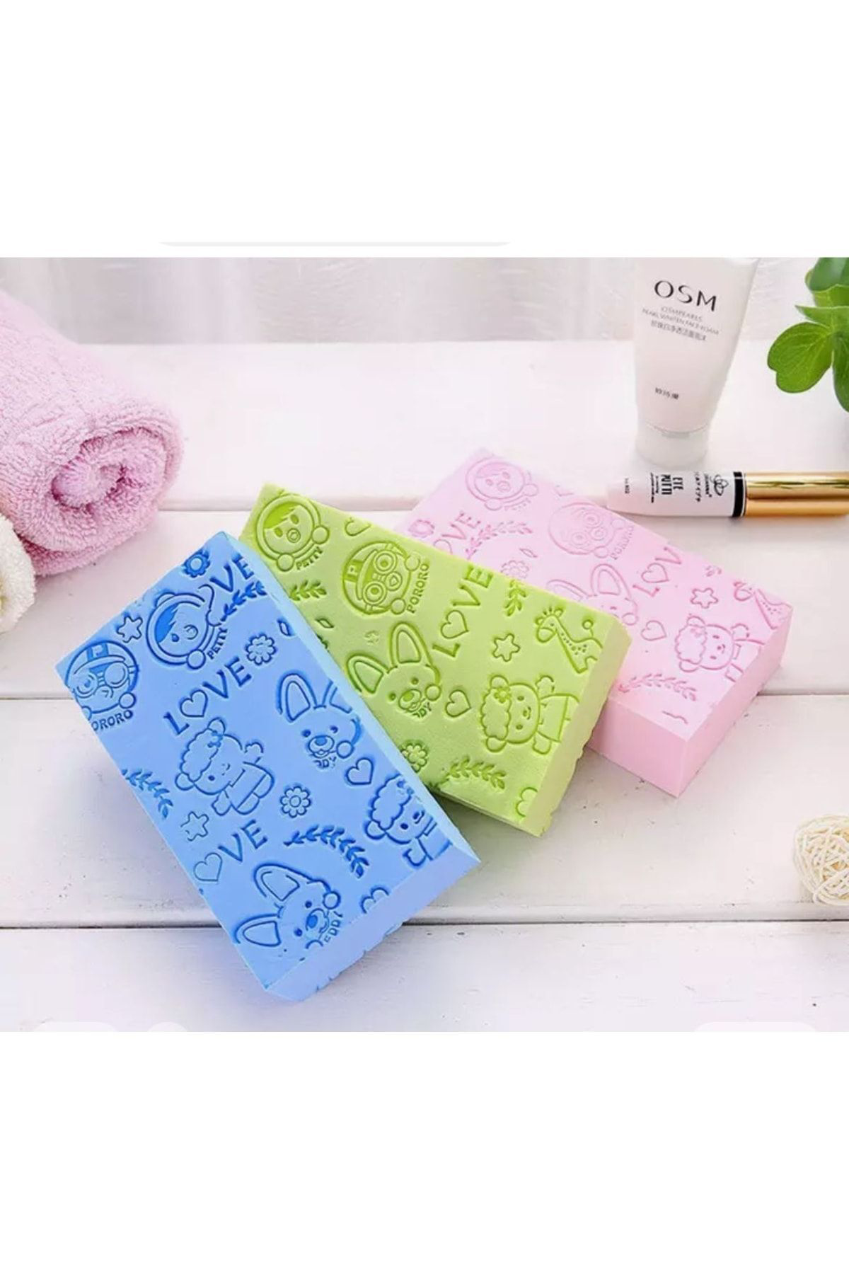 Bebek - Çocuk Hassas Masajlı Yumuşak Duş Lifi (3 adet) Unisex