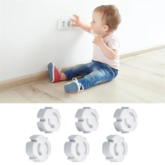 Bebek Çocuk Priz Koruma Kapağı (6 Adet) Çocuk Güvenliği, Priz Muhafazası, Priz Kapatıcı Bx40