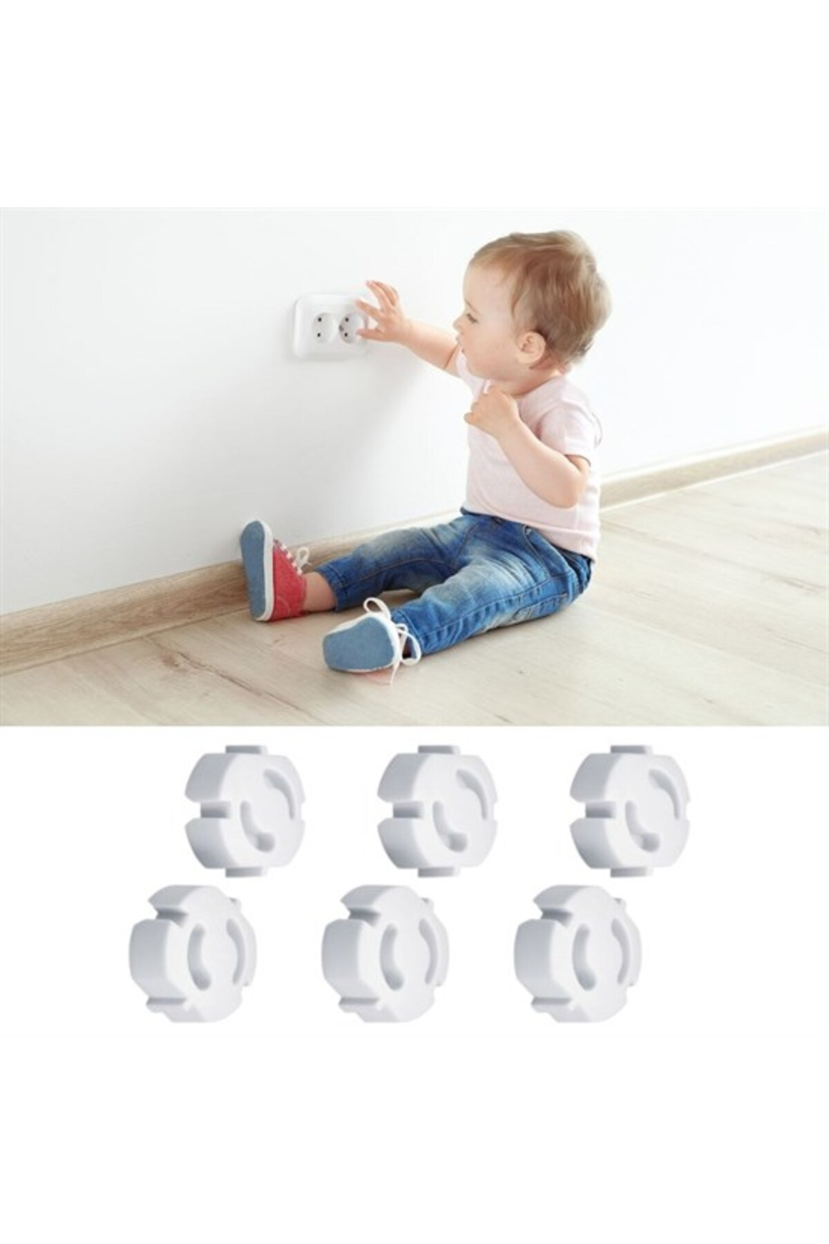 Ok Aksesuar Bebek Çocuk Priz Koruma Kapağı (6 Adet) Çocuk Güvenliği, Priz Muh
