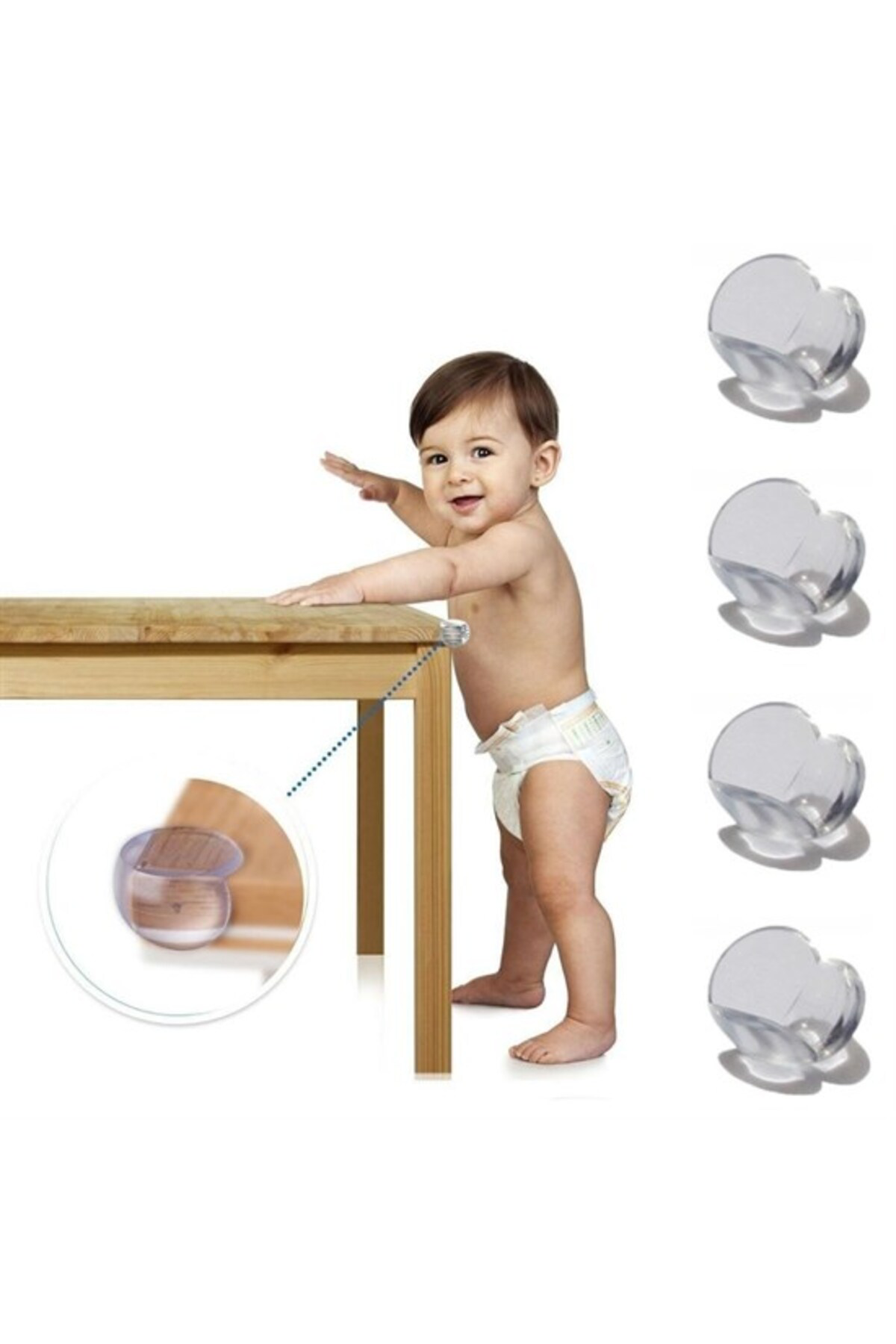 Ok Aksesuar Bebek Çocuk Yumuşak Ve Esnek Dairesel Şeffaf Yapişkanli Güvenlik