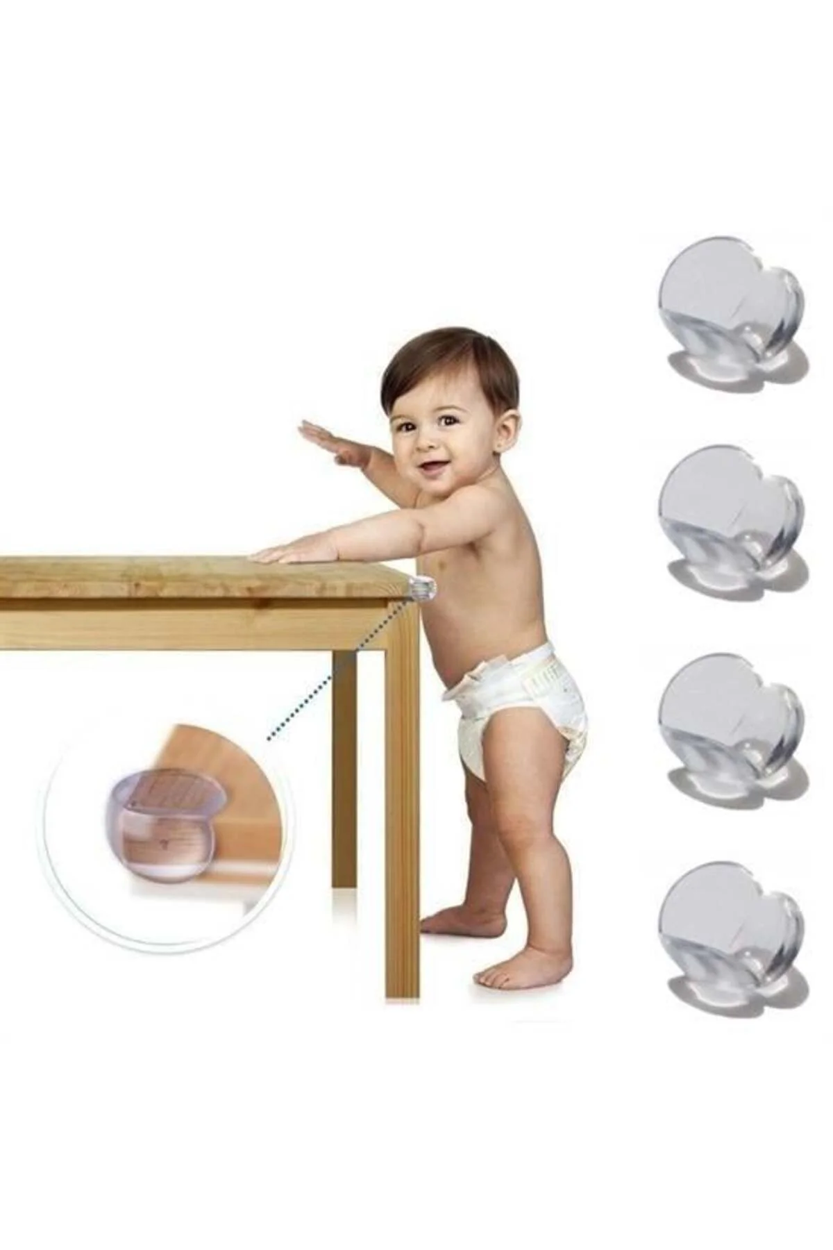Bebek Çocuk Yumuşak ve Esnek Dairesel Şeffaf Yapışkanlı Güvenlik 