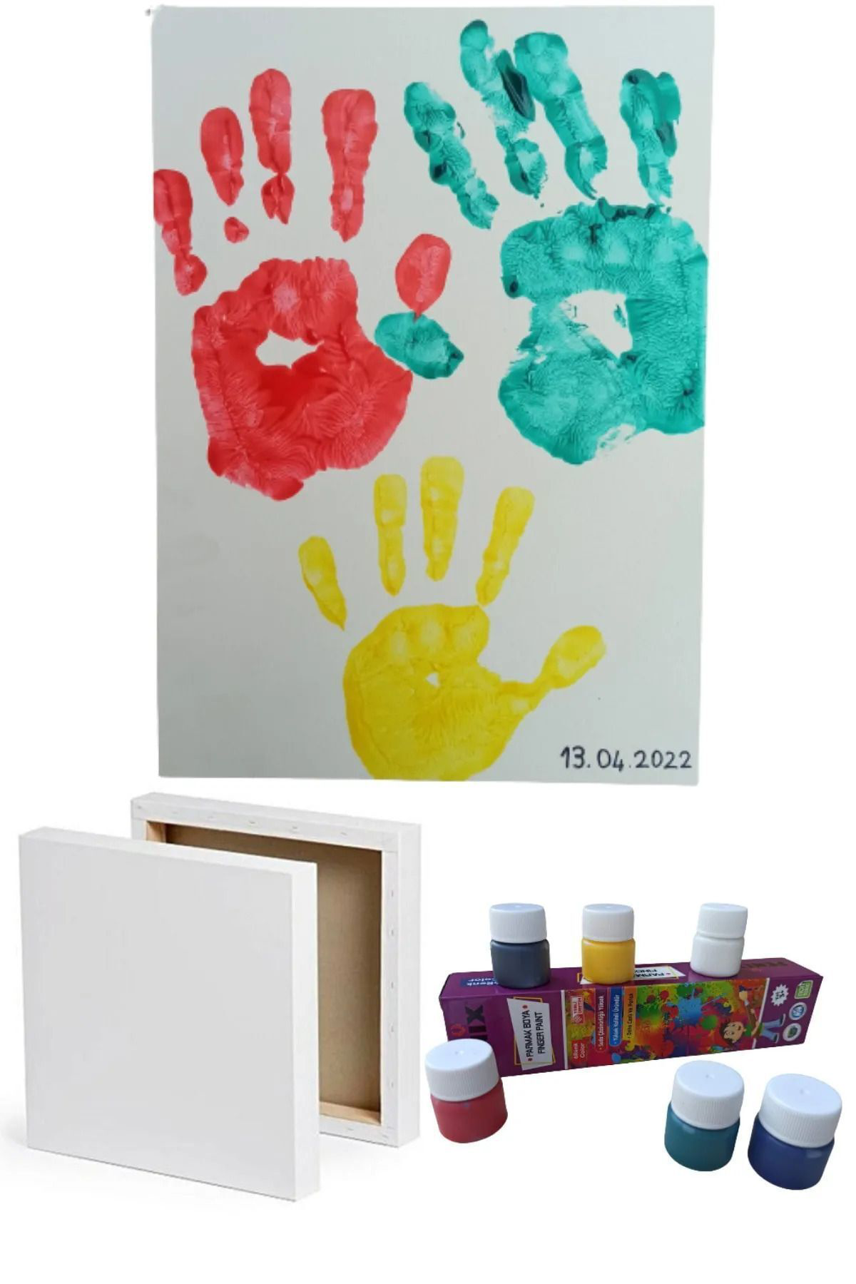 Südor Bebek El Ayak İzi Baskı Seti Hatıra Seti Hobi Tuval Parmak Boyası