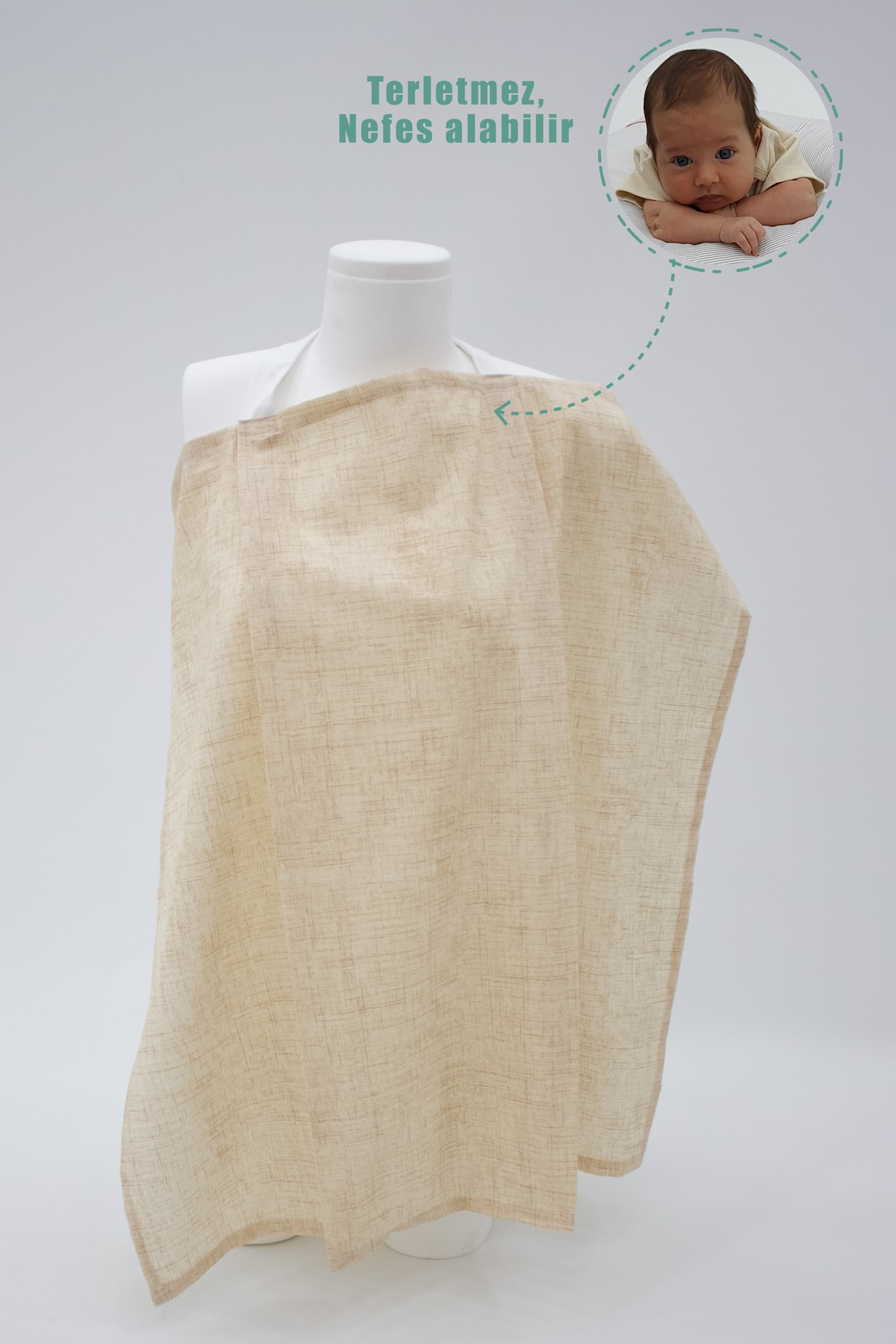 Mordesign Bebek Emzirme Örtüsü / Önlüğü, Gökkuşağı Serisi, Krem