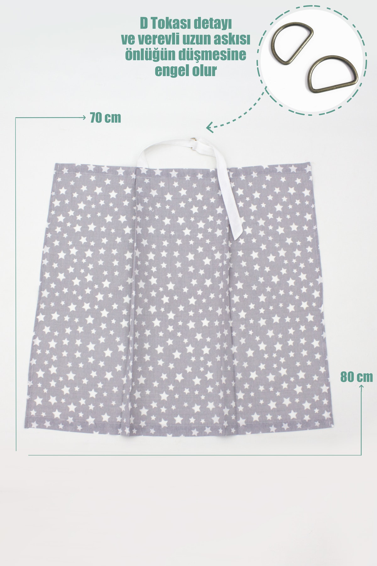 Mordesign Bebek Emzirme Örtüsü / Önlüğü, Stars Serisi, Gri