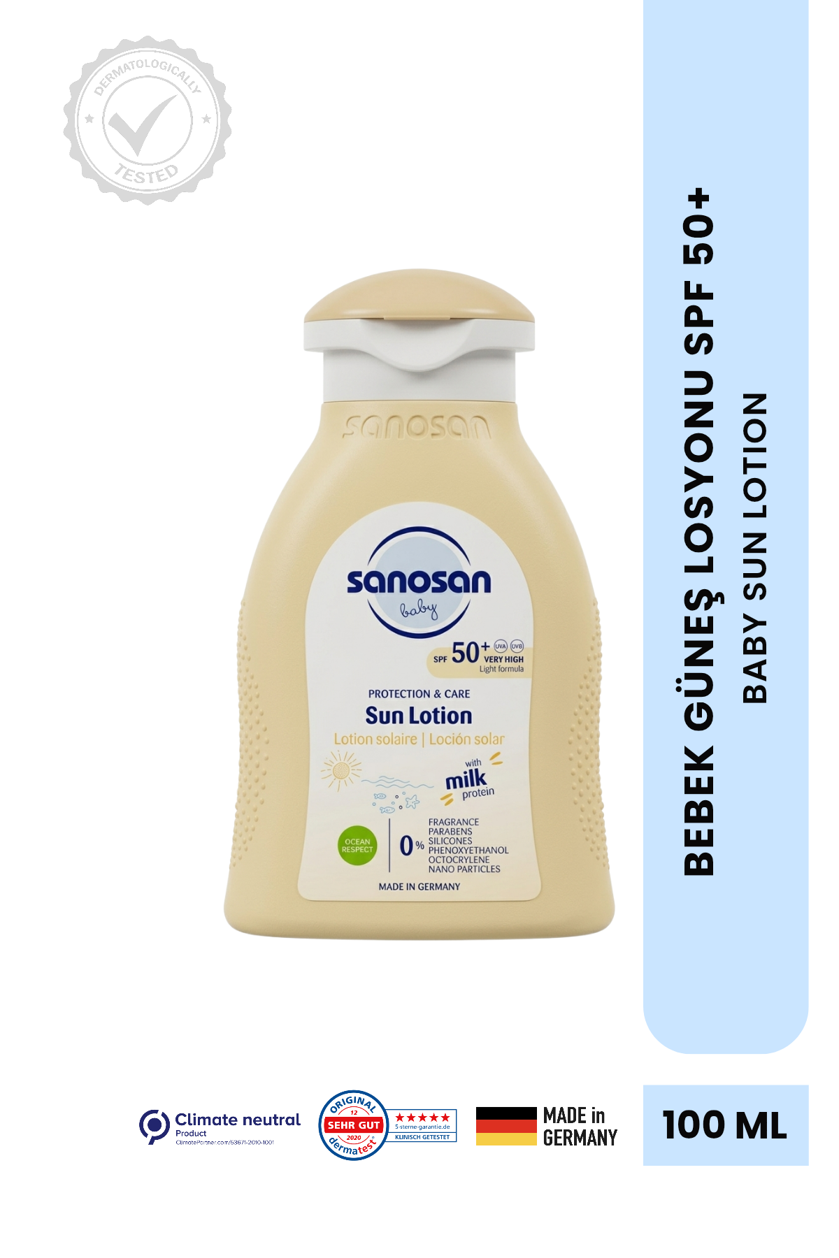 Bebek Güneş Losyonu SPF 50+ 100 ml - Hassas Ciltler İçin Yüksek Koruma ve Suya Dayanıklı Bakım