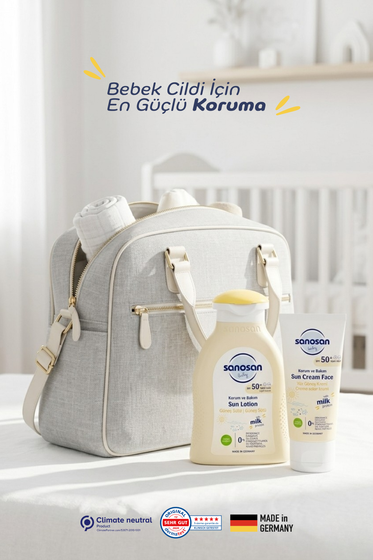 Bebek Güneş Losyonu SPF 50+ 100 ml - Hassas Ciltler İçin Yüksek Koruma ve Suya Dayanıklı Bakım