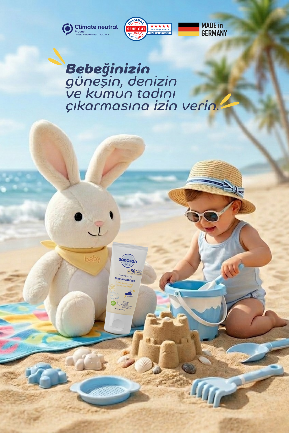 Bebek Güneş Yüz Kremi SPF 50+ 30 ml – Hassas Ciltler İçin Yüksek Koruma ve Hızlı Emilen Bakım