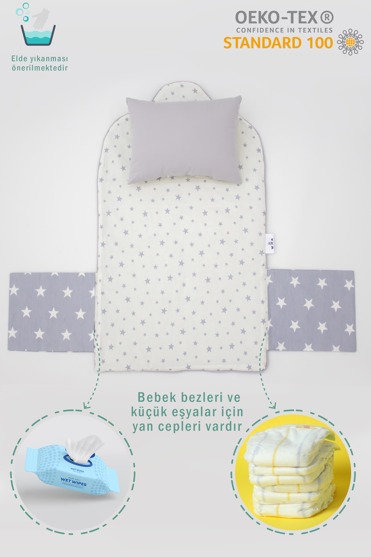 Mordesign Bebek İçin Taşınabilir Alt Açma Minderi, Alt Açma Bakım Çantası O