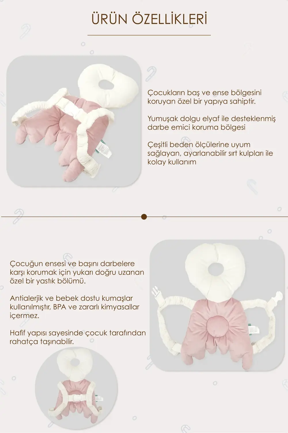 Mordesign Bebek Kafa Koruma Yastığı, Ayarlanabilir Yürümeye Başlayan Koruma