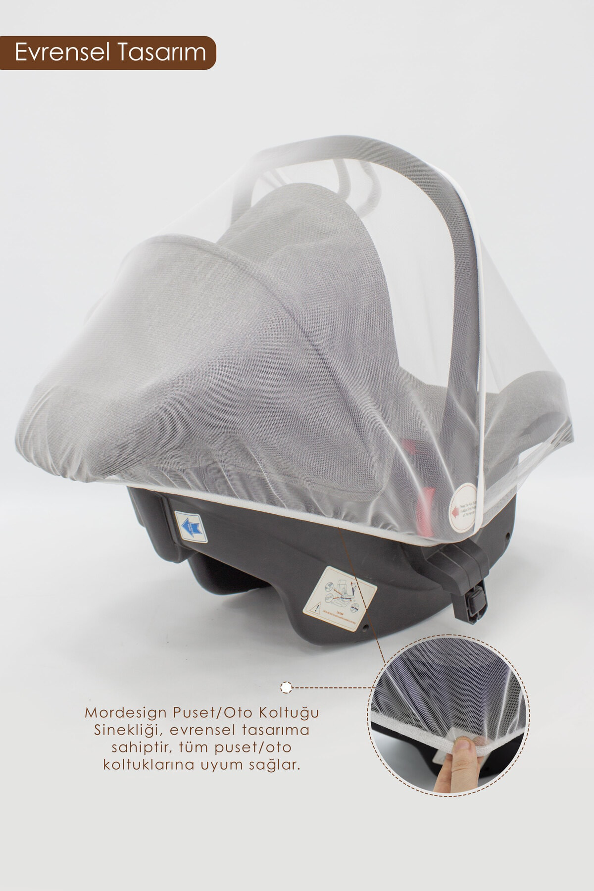 Mordesign Bebek Lüx Puset/Oto Koltuk Sinekliği, Sahra Serisi, Beyaz(Tüm Beb