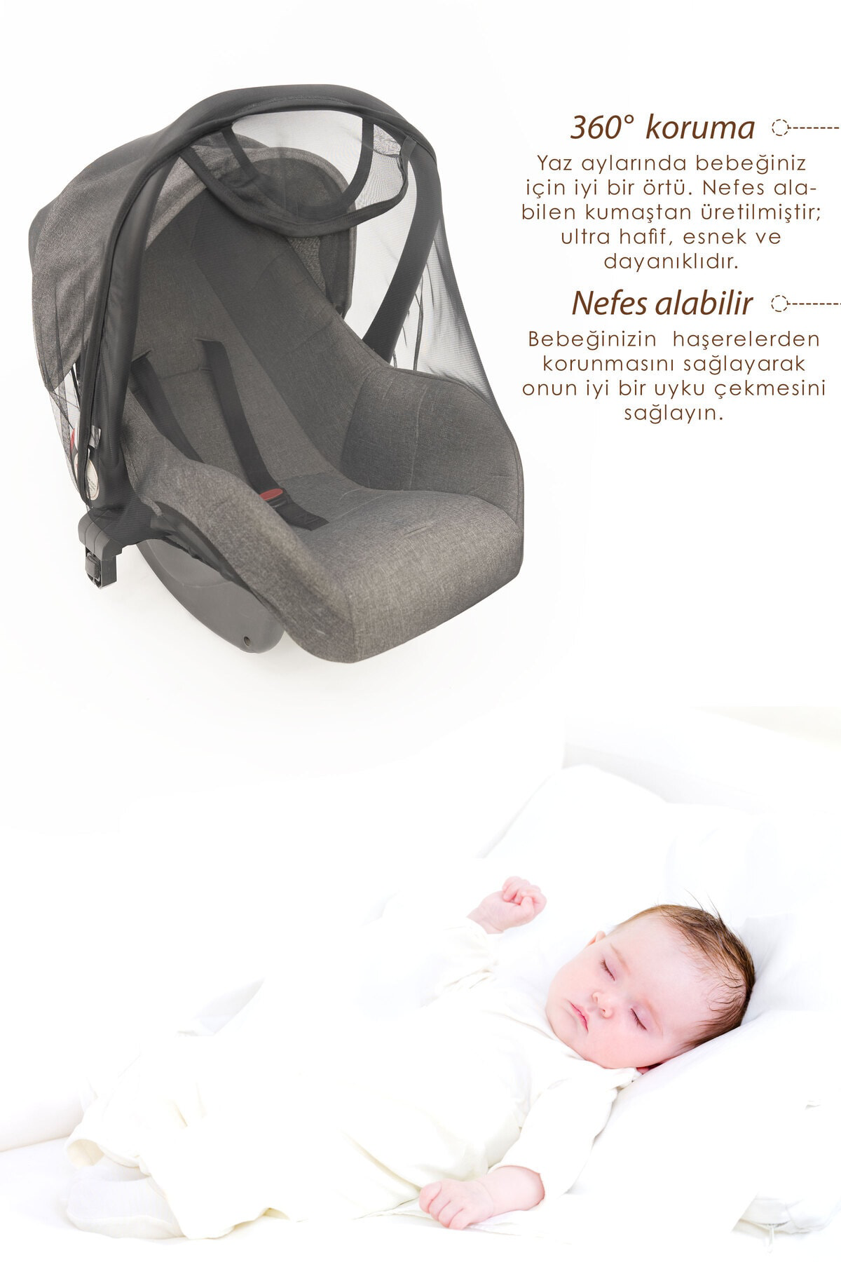 Mordesign Bebek Lüx Puset/Oto Koltuk Sinekliği, Sahra Serisi, Siyah(Tüm Beb