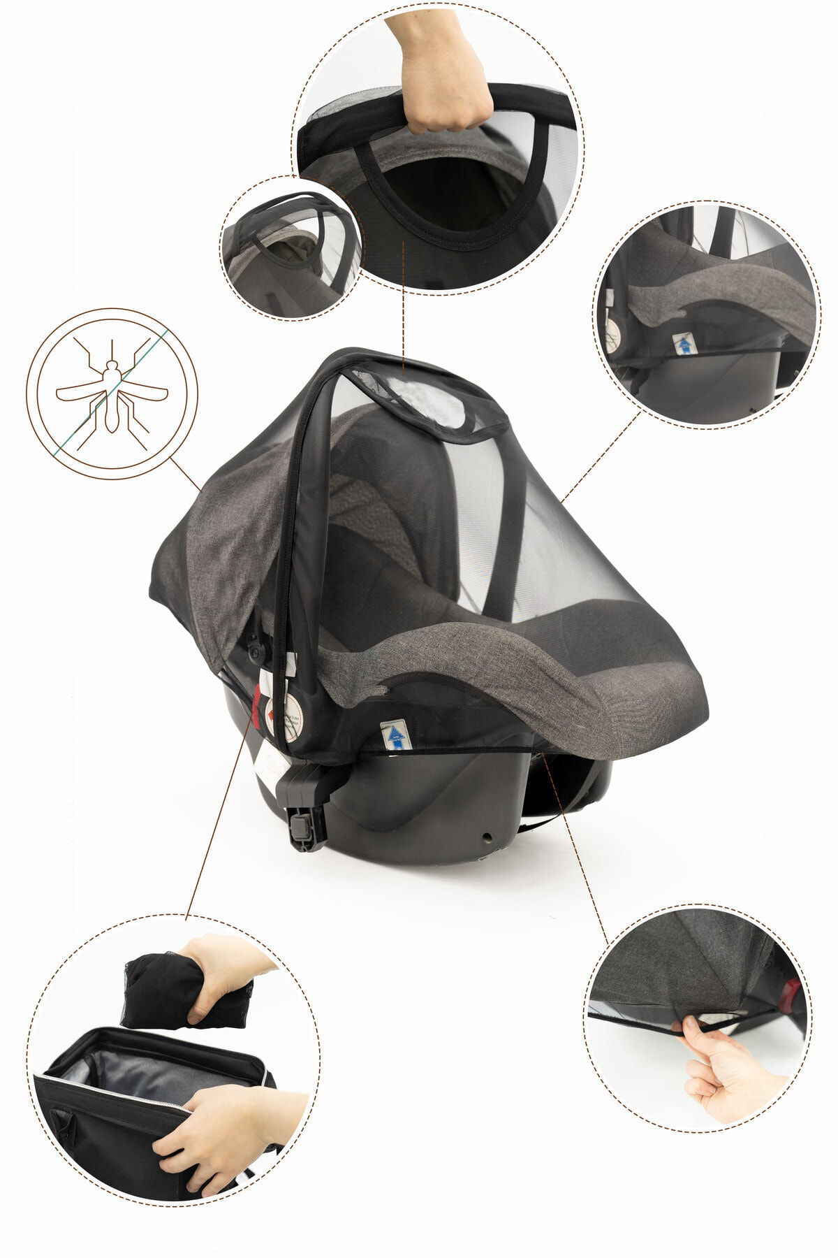 Mordesign Bebek Lüx Puset/Oto Koltuk Sinekliği, Sahra Serisi, Siyah(Tüm Beb