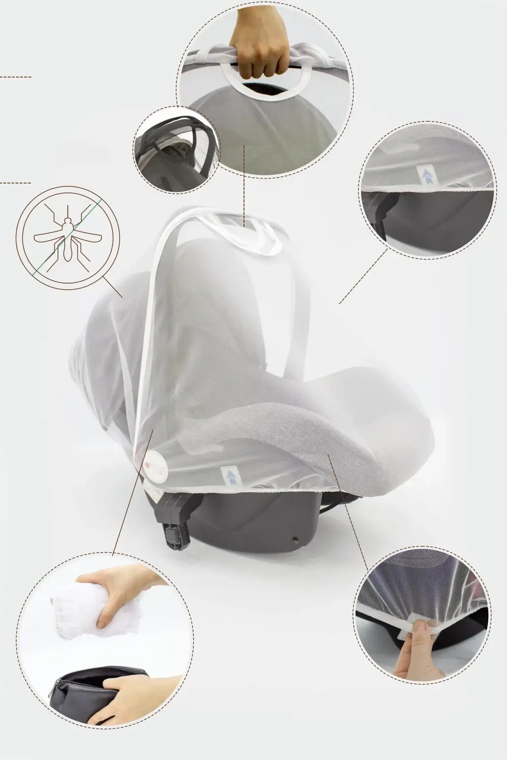 Mordesign Bebek Lüx Puset/Oto Koltuk Sinekliği, Sahra Serisi, Beyaz(Tüm Beb