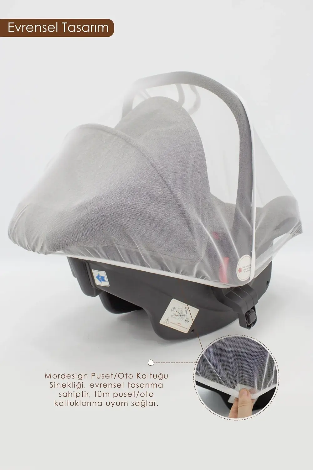 Mordesign Bebek Lüx Puset/Oto Koltuk Sinekliği, Sahra Serisi, Beyaz(Tüm Beb