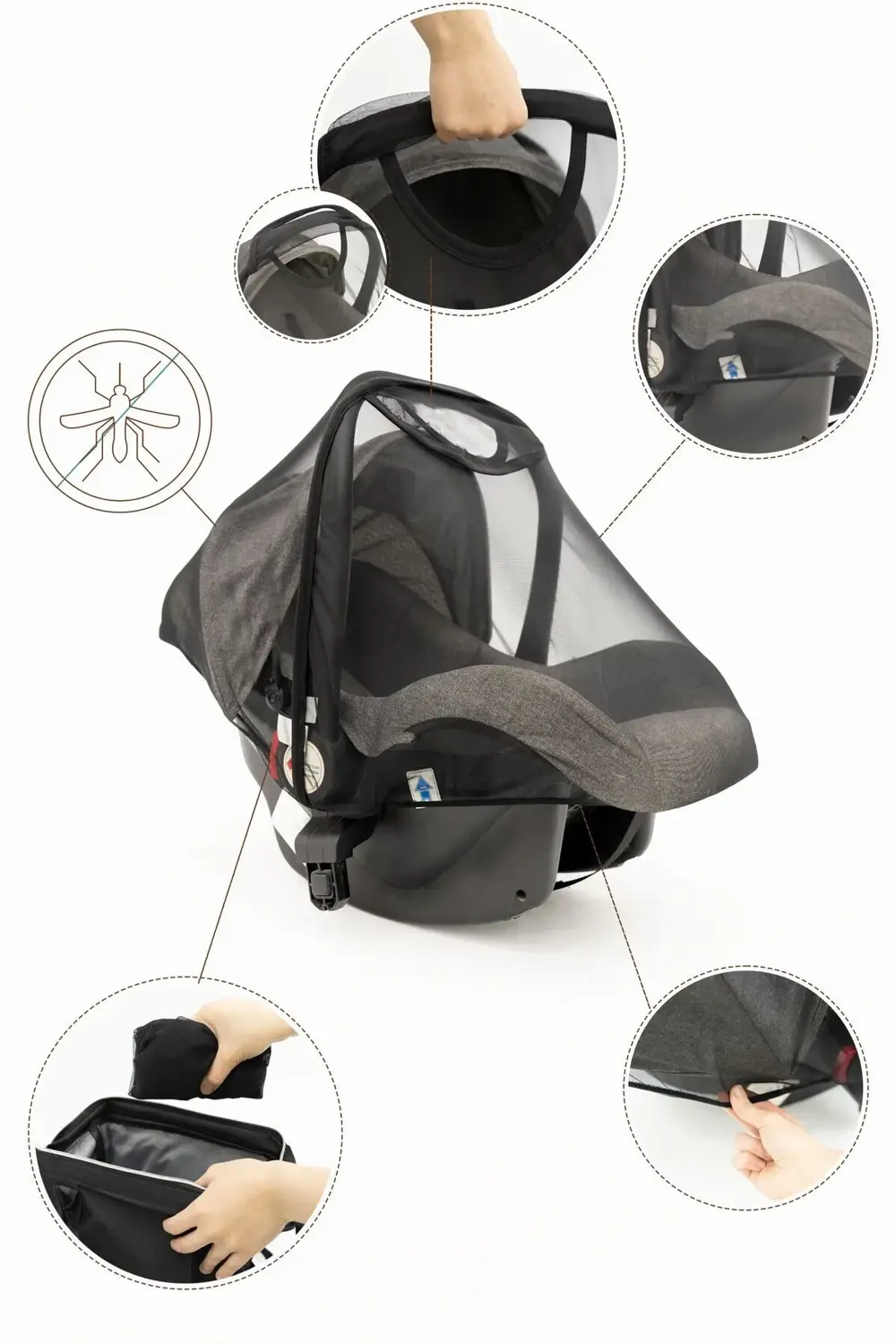 Mordesign Bebek Lüx Puset/Oto Koltuk Sinekliği, Sahra Serisi, Siyah(Tüm Beb