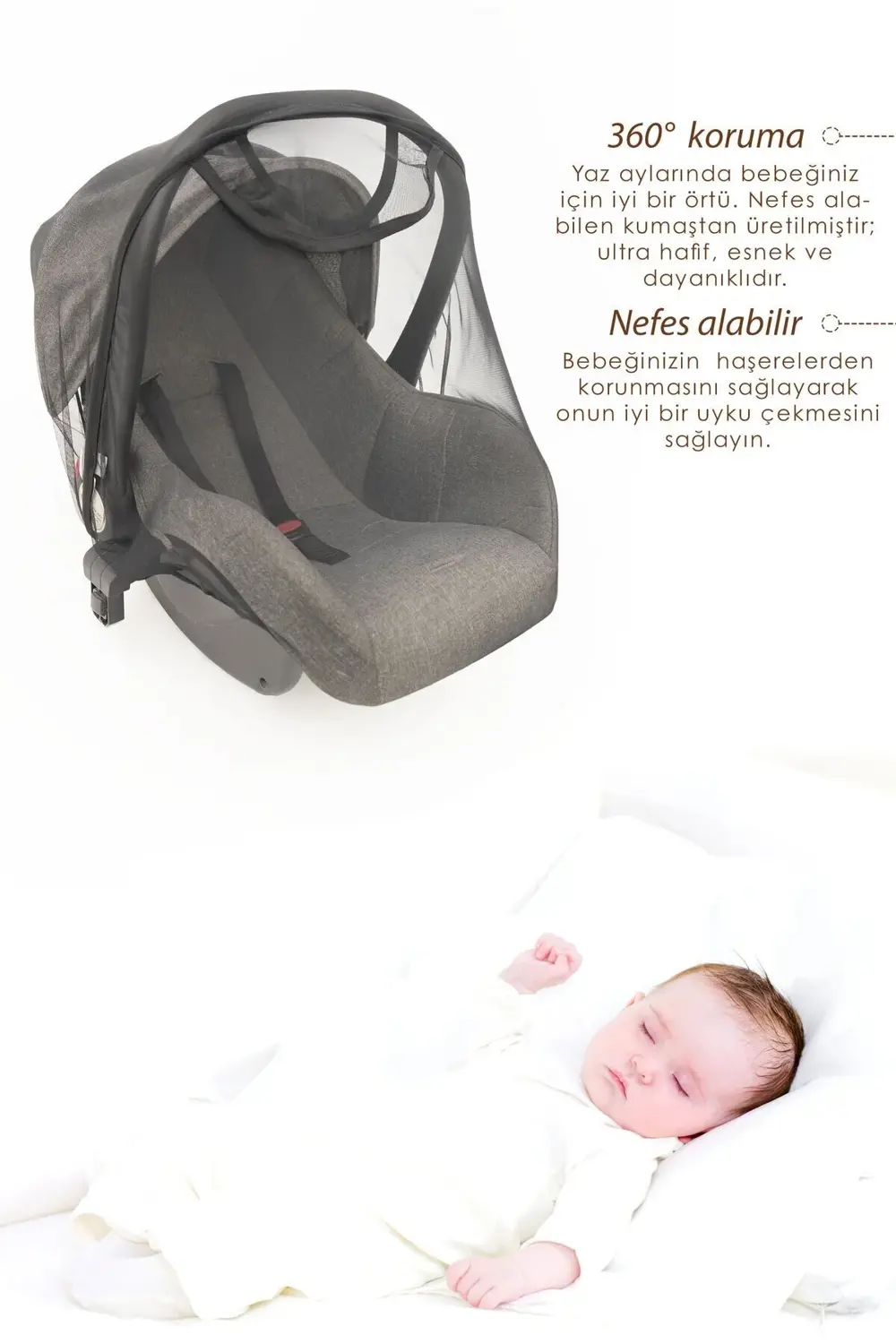 Mordesign Bebek Lüx Puset/Oto Koltuk Sinekliği, Sahra Serisi, Siyah(Tüm Beb