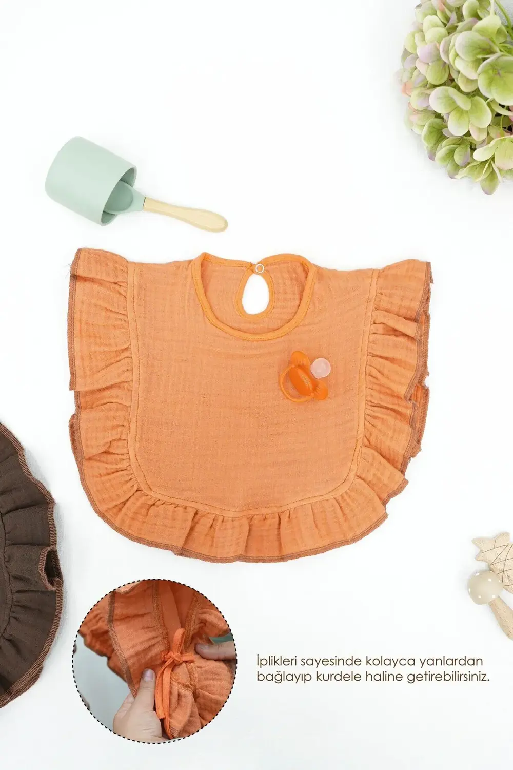 Bebek Mama Önlüğü %100 Pamuk 4 kat Müslin Kumaş,Diş Çıkarma Besle