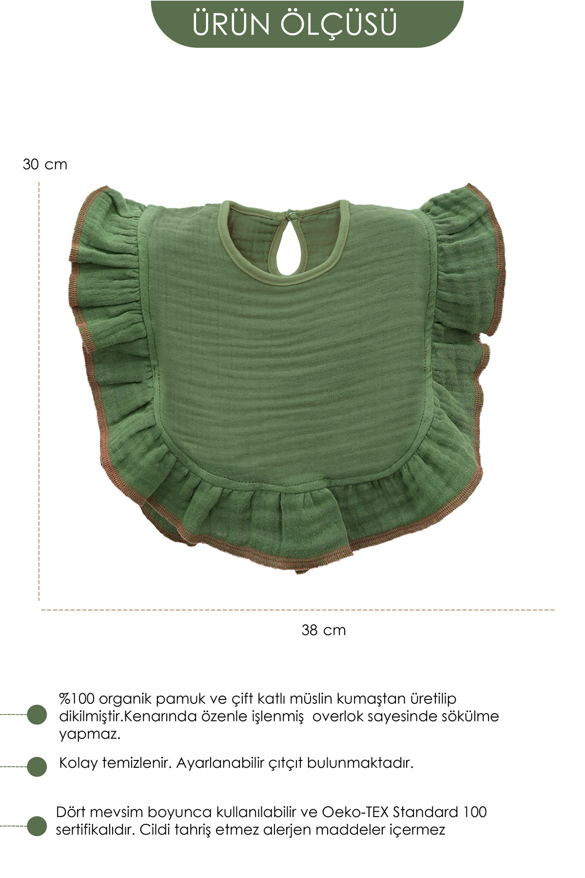 Mordesign Bebek Mama Önlüğü  Pamuk 4 Kat Müslin Kumaş,Diş Çıkarma Besleme S