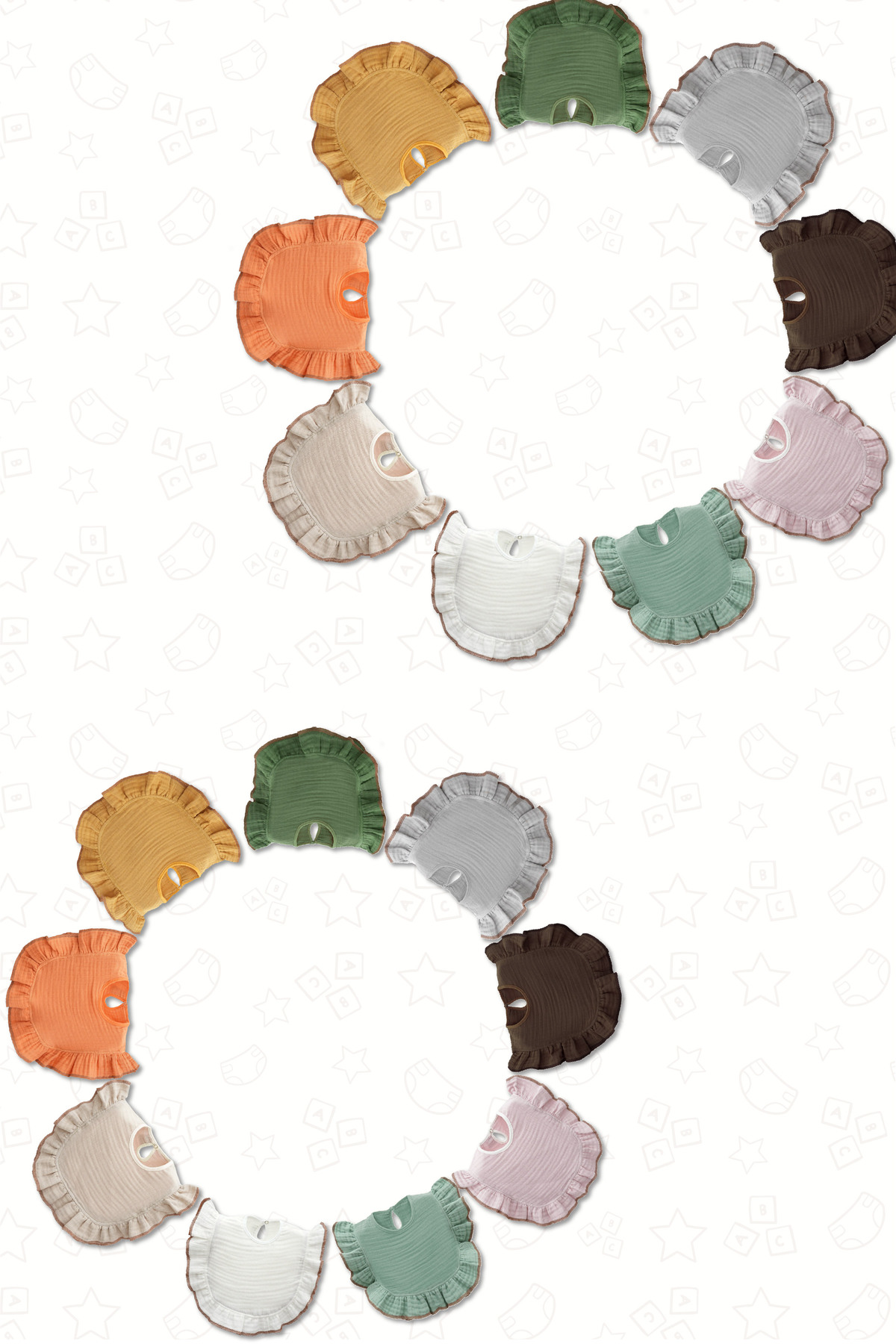 Mordesign Bebek Mama Önlüğü  Pamuk 4 Kat Müslin Kumaş,Diş Çıkarma Besleme S