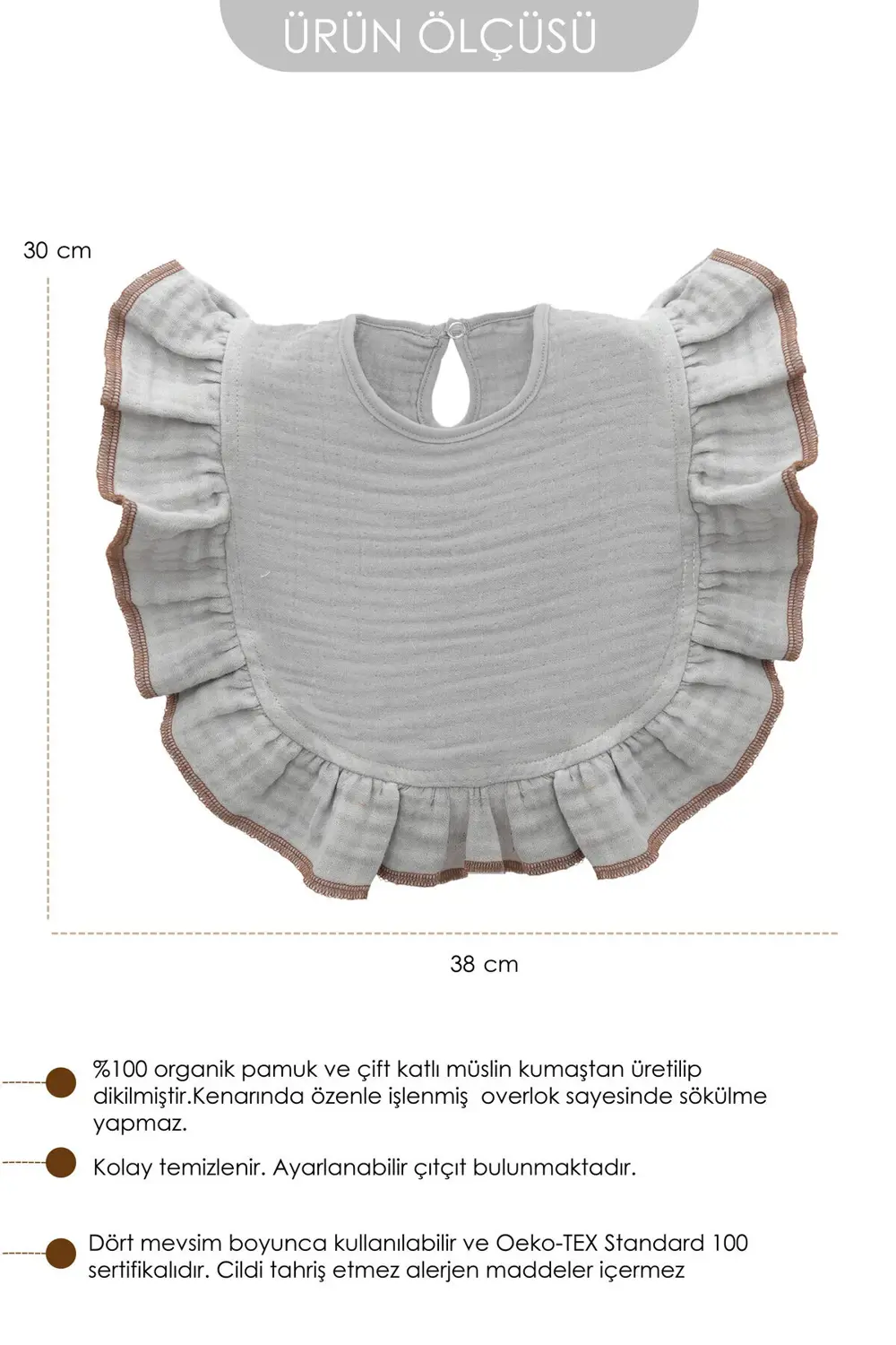 Bebek Mama Önlüğü Pamuk 4 kat Müslin Kumaş,Diş Çıkarma Besleme Sa