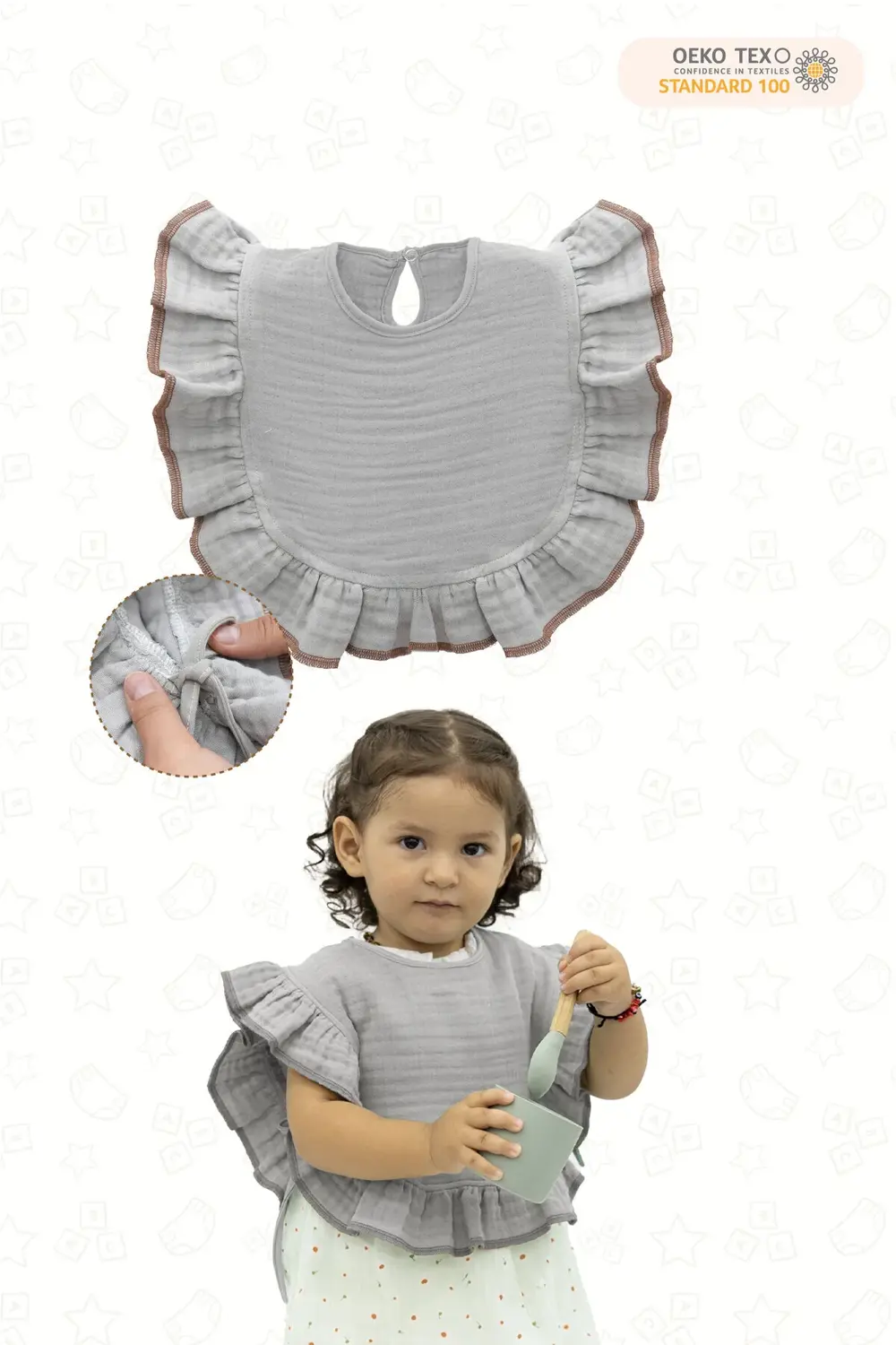 Bebek Mama Önlüğü Pamuk 4 kat Müslin Kumaş,Diş Çıkarma Besleme Sa