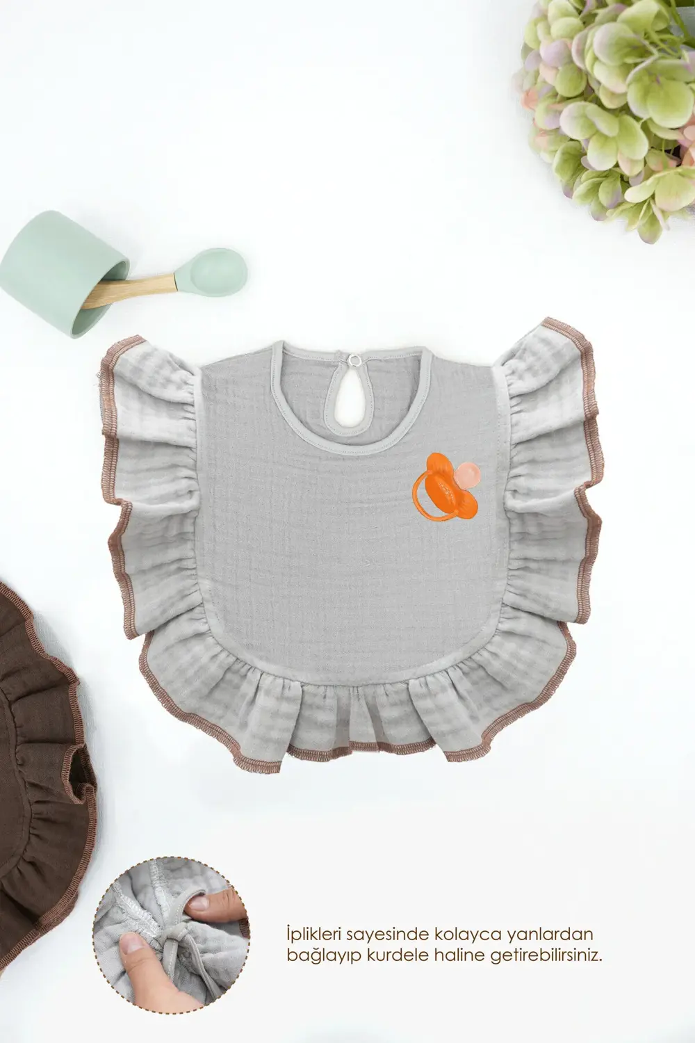 Bebek Mama Önlüğü Pamuk 4 kat Müslin Kumaş,Diş Çıkarma Besleme Sa