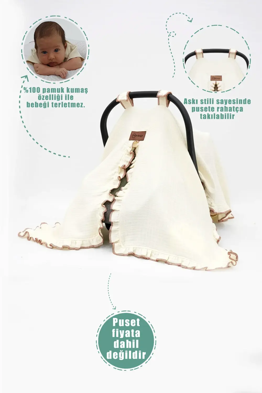 Mordesign Bebek Müslin Puset Örtüsü,Çok Amaçlı Yenidoğan %100 Pamuk 4 Katlı