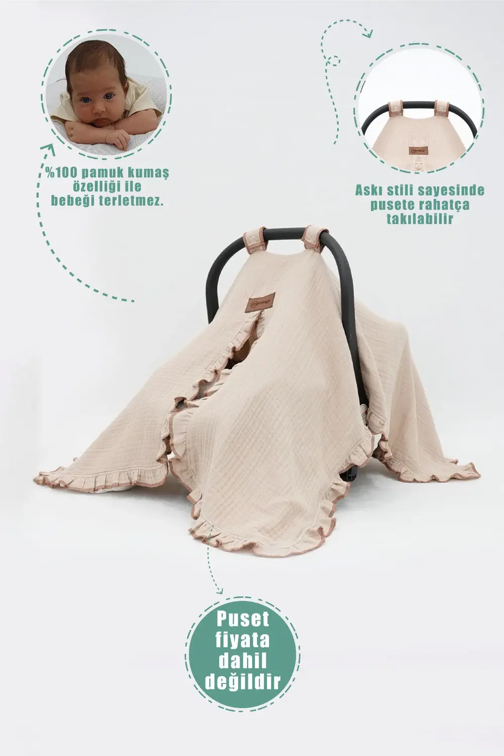 Mordesign Bebek Müslin Puset Örtüsü,Çok Amaçlı Yenidoğan %100Pamuk 4 Katlı