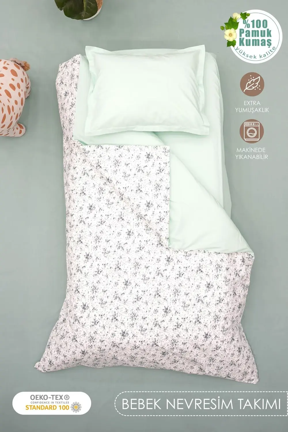 Bebek Nevresim Seti, %100 Pamuk Kumaş Çift Taraflı, Çocuk Nevresi