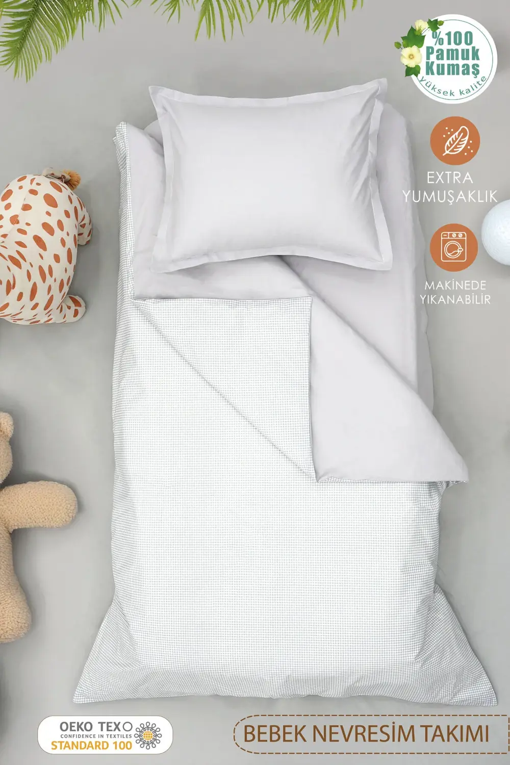 Bebek Nevresim Seti, %100 Pamuk Kumaş Çift Taraflı, Çocuk Nevresi