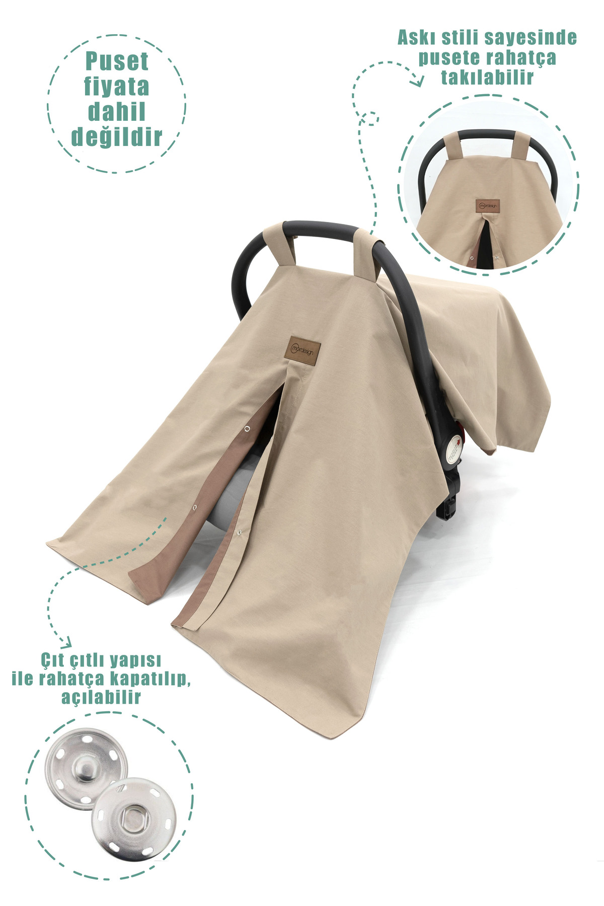 Mordesign Bebek Ortopedik Puset Minder / Örtü, 2'Li Avantajlı Puset Set, As