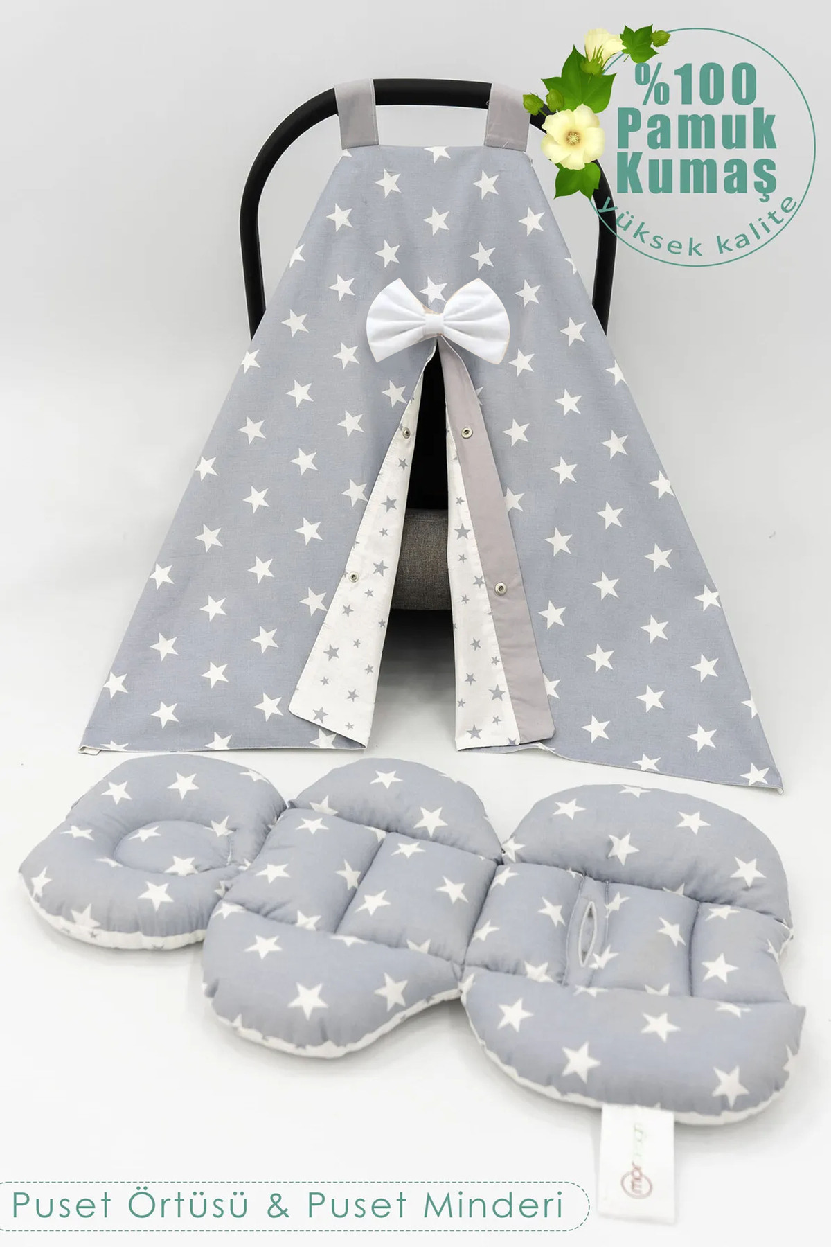 Mordesign Bebek Ortopedik Puset Minder / Örtü, 2'Li Avantajlı Puset Set, As