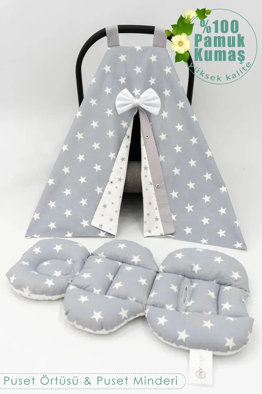 Mordesign Bebek Ortopedik Puset Minder / Örtü, 2'Li Avantajlı Puset Set, As