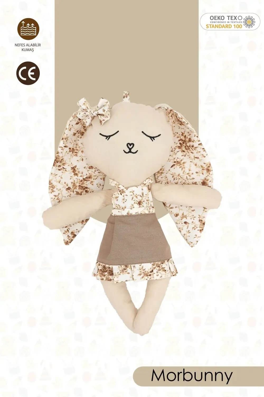 Mordesign Bebek Oyuncak, Yüzü Nakışlı Doğal Bebek, Yenidoğan Hediyesi, Oyun