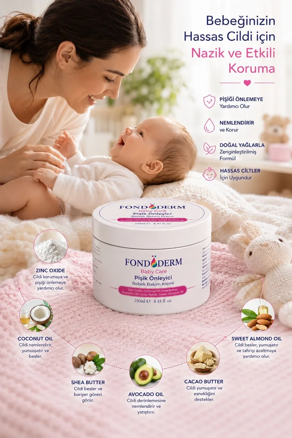 Bebek Pişik Giderici Bariyer Krem Onarıcı Yoğun Cilt Bakım Kremi Çinko Oksit Lanolin Bebek Pişik Giderici Bariyer Krem Onarıcı Yoğun Cilt Bakım Kremi Çinko Oksit Lanolin
