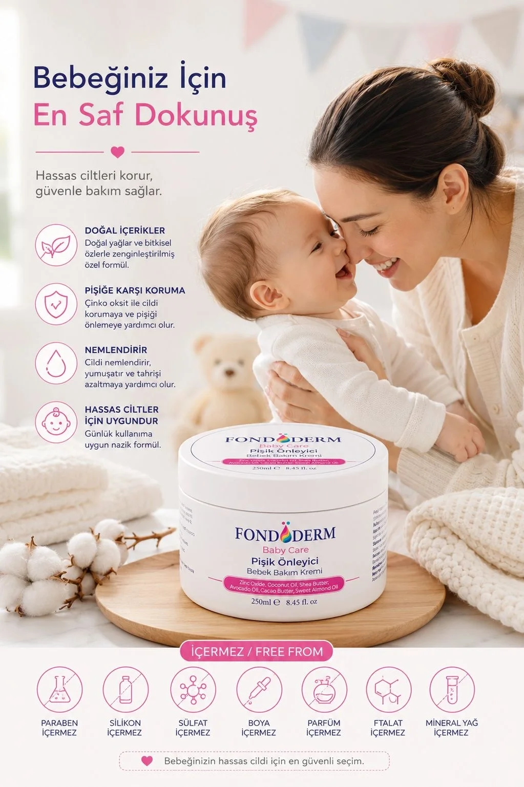 Bebek Pişik Giderici Bariyer Krem Onarıcı Yoğun Cilt Bakım Kremi Çinko Oksit Lanolin Bebek Pişik Giderici Bariyer Krem Onarıcı Yoğun Cilt Bakım Kremi Çinko Oksit Lanolin