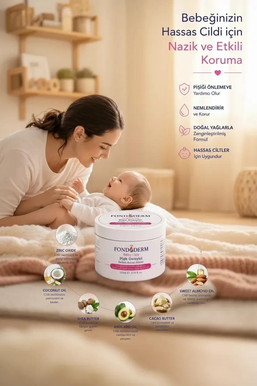 Bebek Pişik Kremi Çinko Oksit ve Lanolin İçerikli Bariyer Krem Yoğun Onarıcı Cilt Bakım Kremi