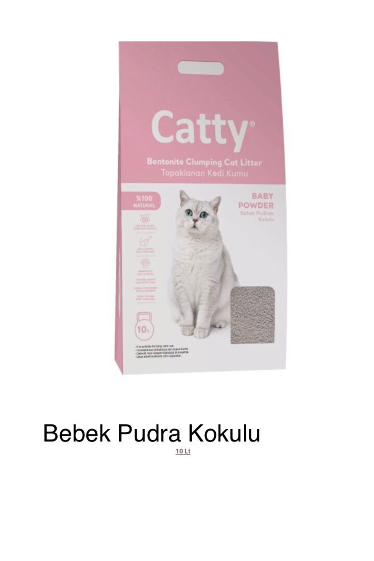 Catty Bebek Pudra Kokulu İnce Taneli Bentonit Topaklaşan Kedi Kumu 10 L