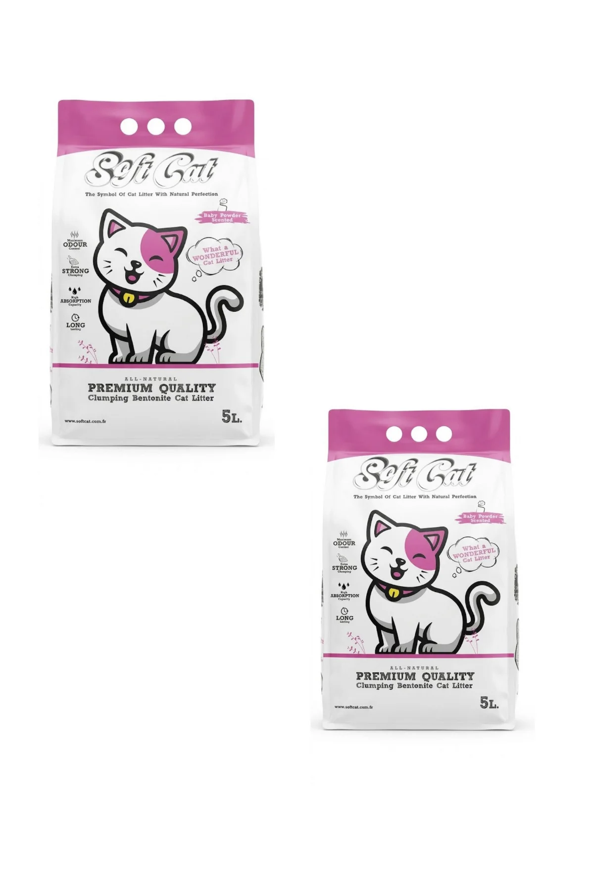 Bebek Pudrası Kokulu Bentonit Kedi Kumu 5L X 2 10 LT