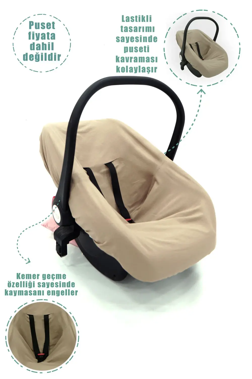 Mordesign Bebek Puset Çarşafı, Standart Ebat, Lastikli Bel Bebek Oto Koltuk