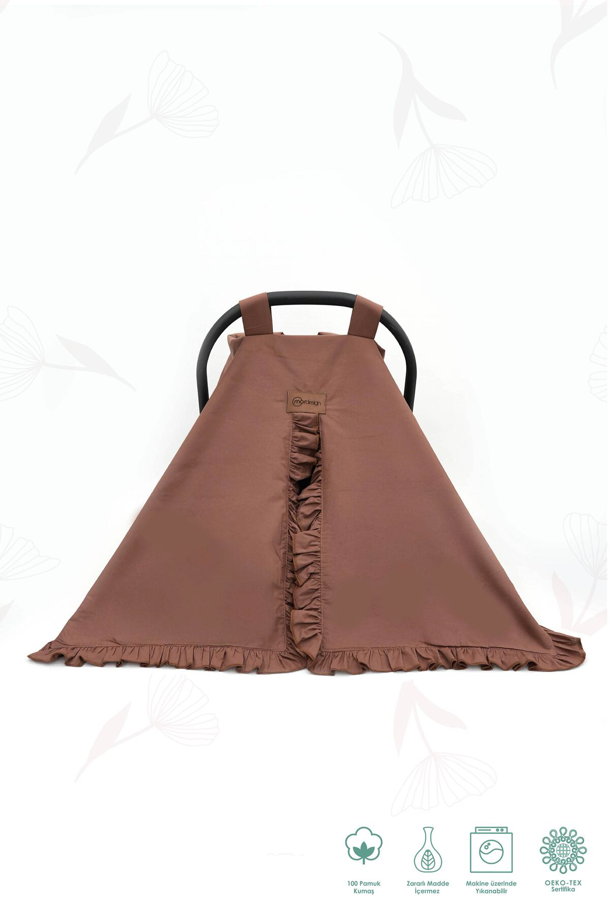 Mordesign Bebek Puset Örtüsü,Çok Amaçlı Yenidoğan %100 Pamuk Fırfırlı Örtü,