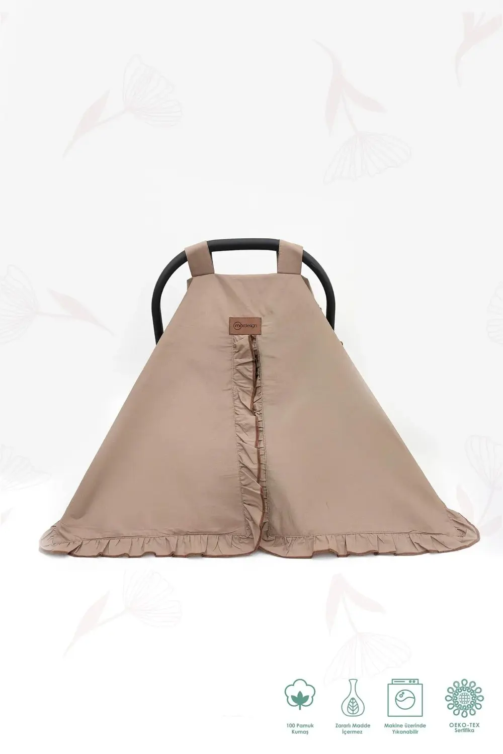 Mordesign Bebek Puset Örtüsü,Çok Amaçlı Yenidoğan %100 Pamuk Fırfırlı Örtü,